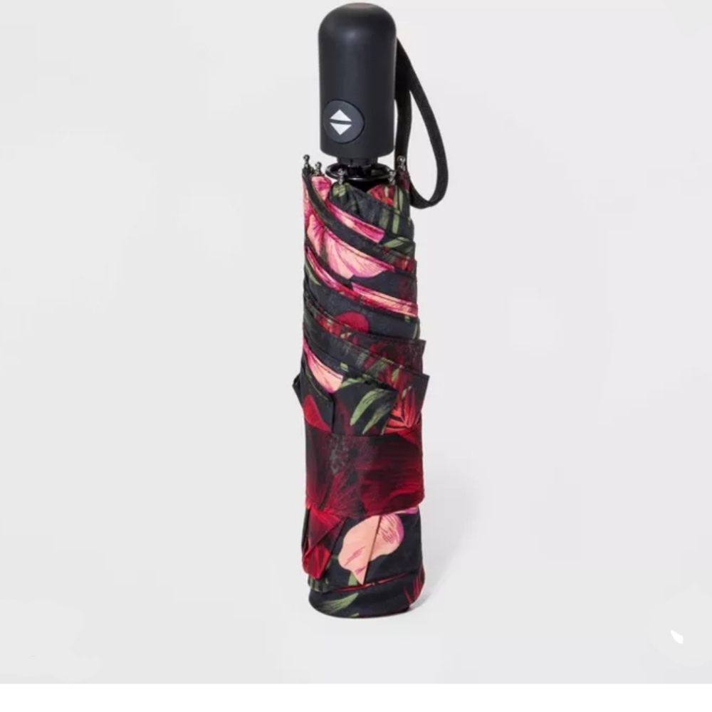 Cirra Floral Print By ShedRain Auto Open Auto Close Compact Umbrella NWT